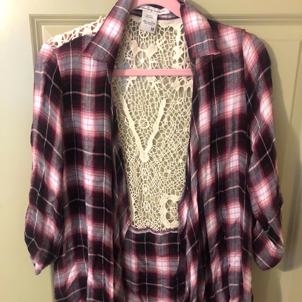 Flannel lace detail cardigan